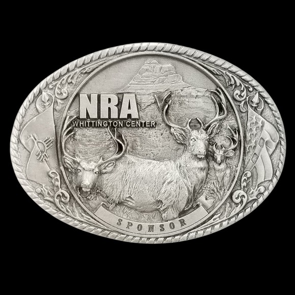 NRA Whittington Center Sponsor Belt Buckle Elk Deer Motif‎ Pro Honor USA Made